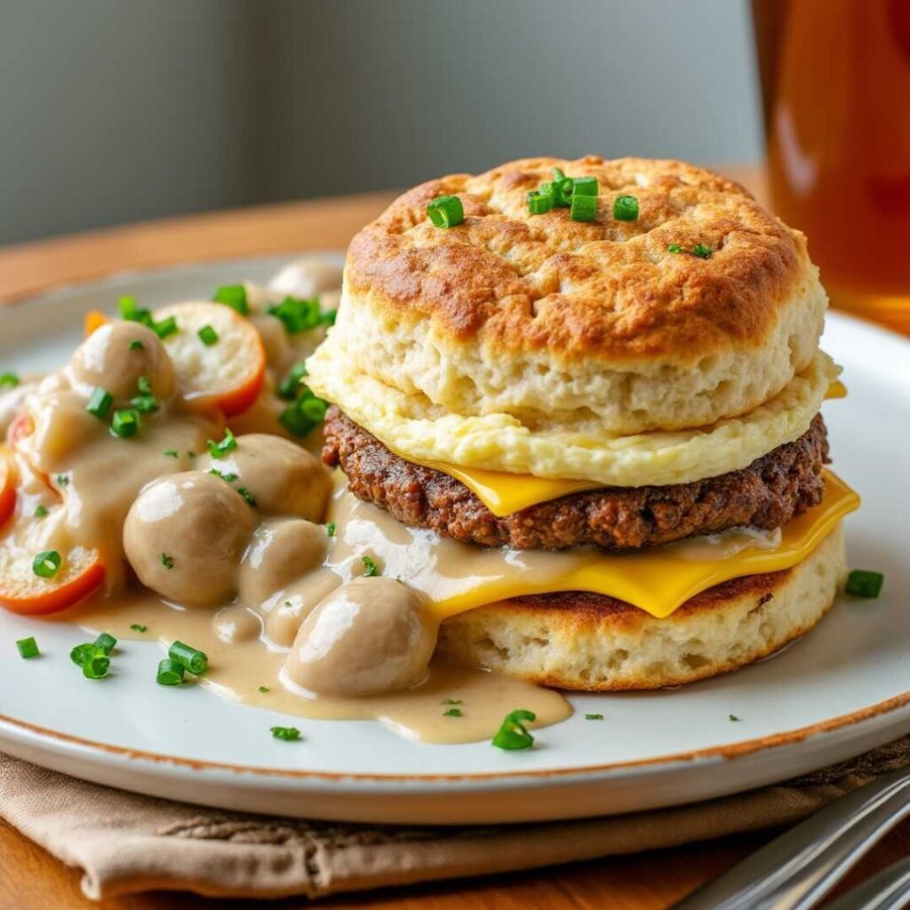 Biscuits & Turkey Sausage Gravy with Eggs