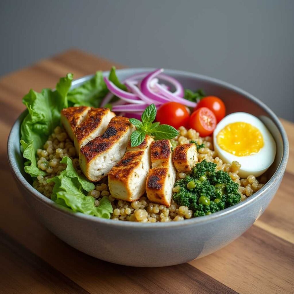 Pesto Chicken Quinoa Bowl